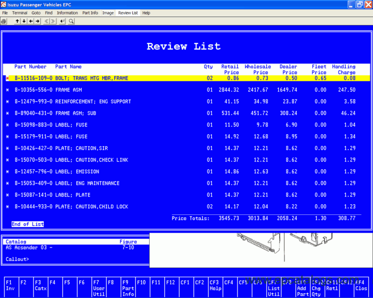 Isuzu Spare Parts Catalog American Region
